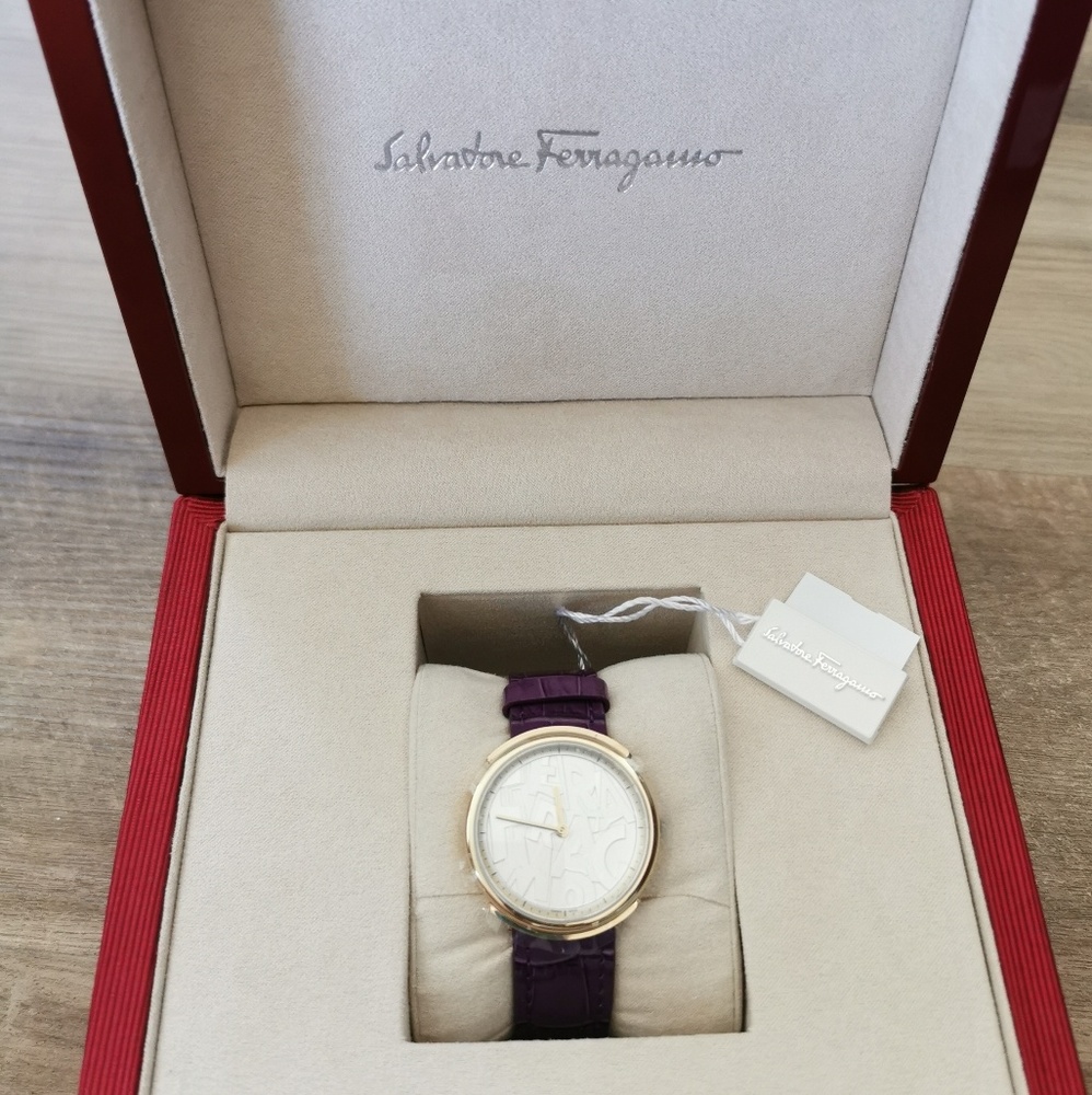 Salvatore Ferragamo Logomania Leather Strap Watch